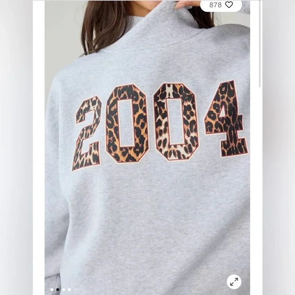 Urban Outfitters 2004 Leopard Print Graphic Fleece Mock Neck Pullover. NWT. - Picture 4 of 4